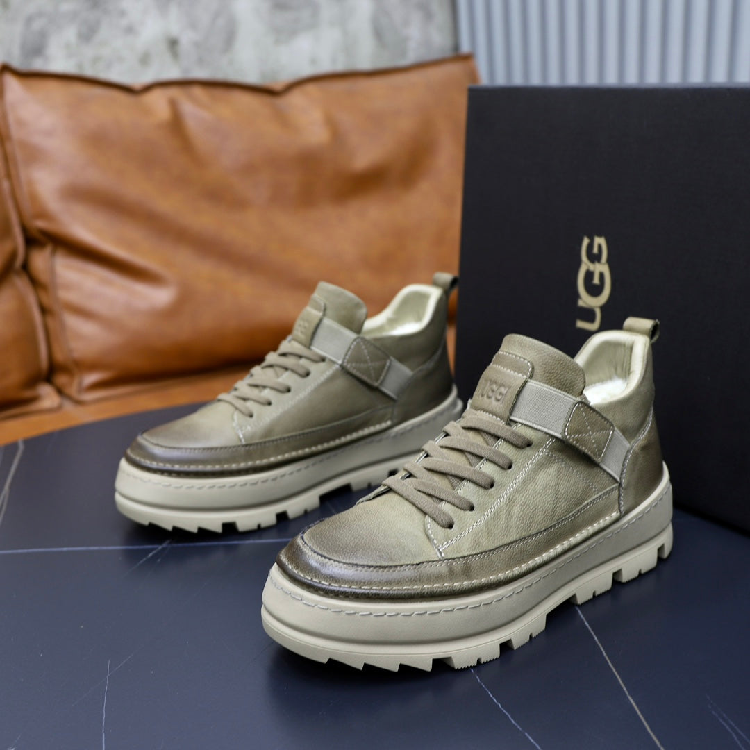 UGG Men's High-Top Leather Sneaker — Olive Green