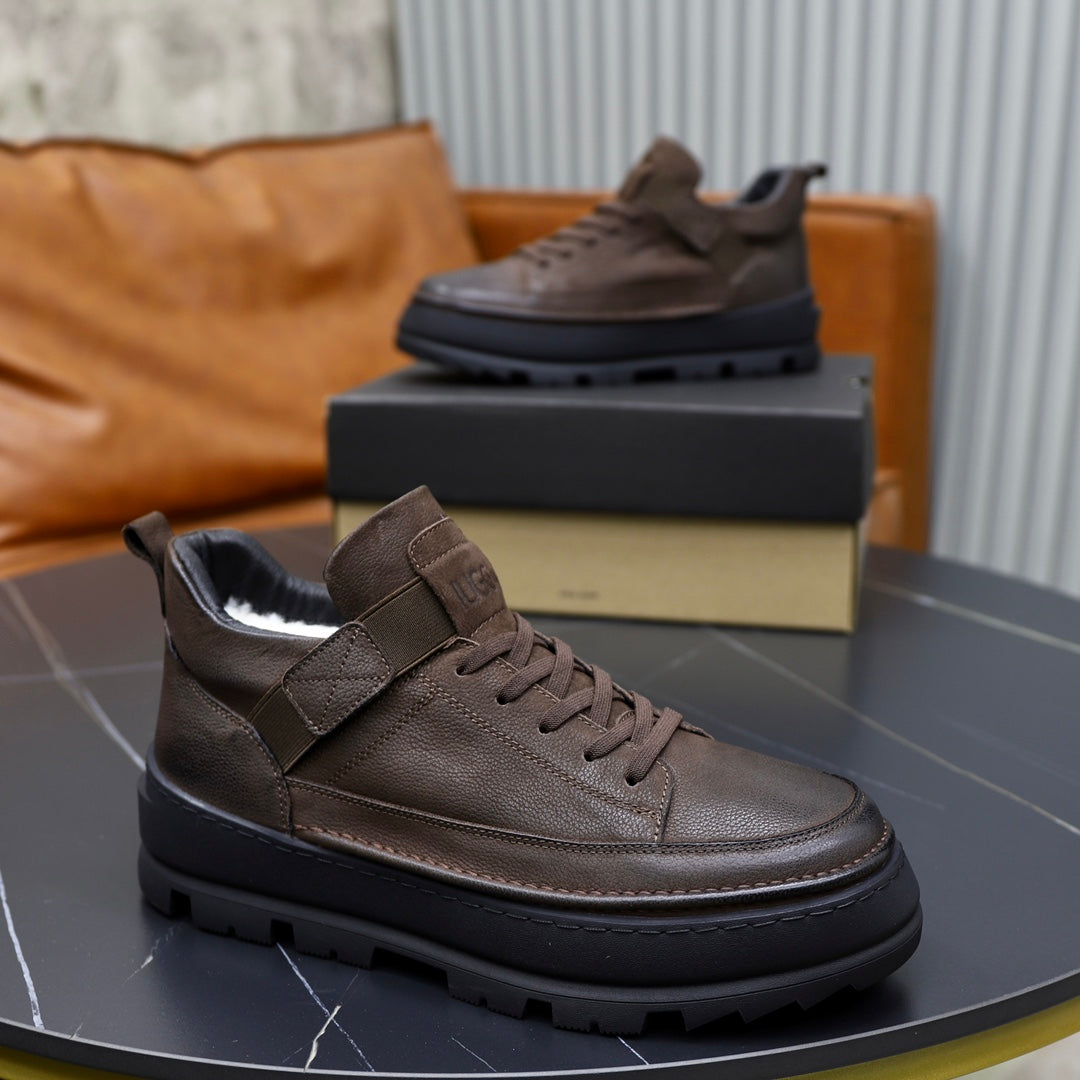 UGG Men's Low-Top Leather Sneaker — Chocolate Brown