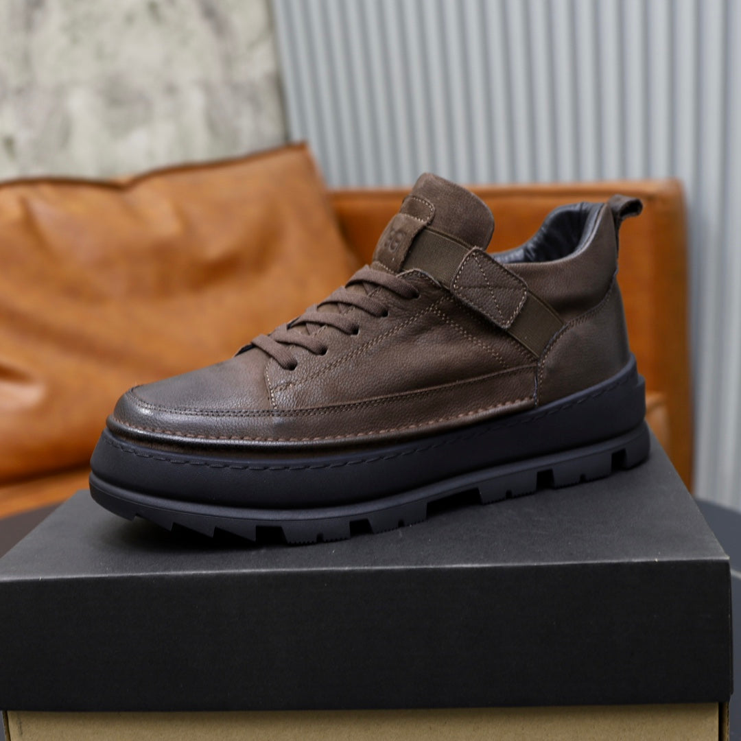 UGG Men's Low-Top Leather Sneaker — Chocolate Brown