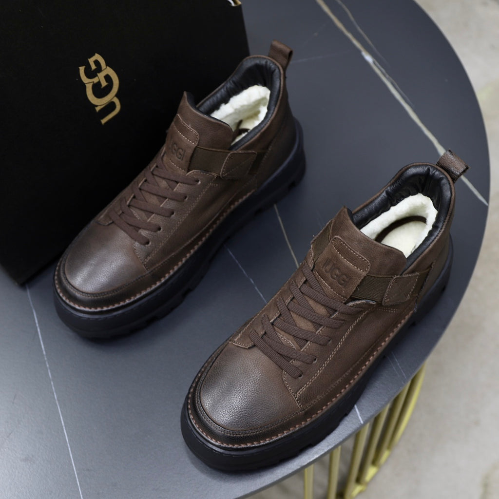 UGG Men's Low-Top Leather Sneaker — Chocolate Brown