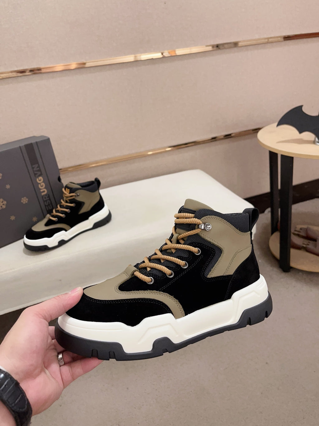 UGG Men's High-Top Suede Sneaker — Black/Olive