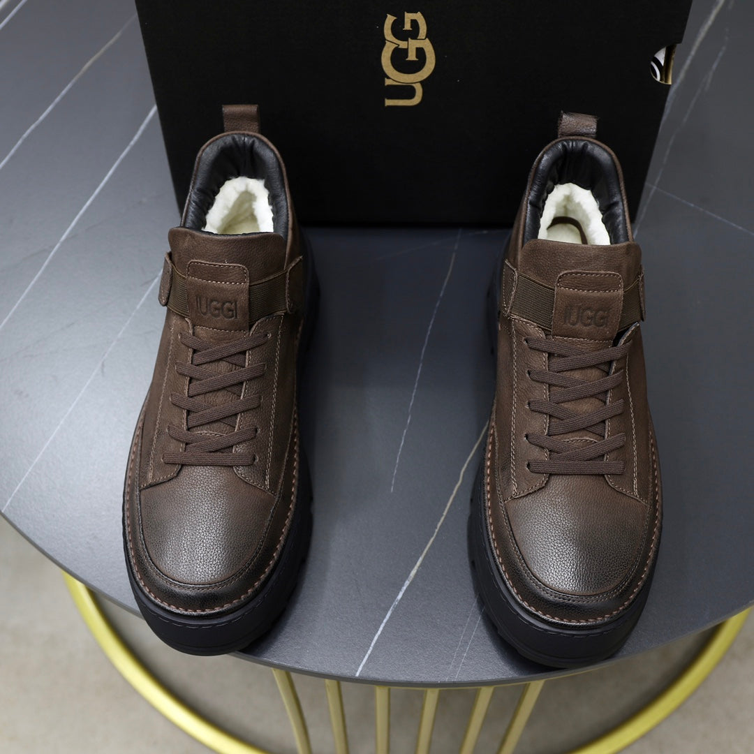 UGG Men's Low-Top Leather Sneaker — Chocolate Brown
