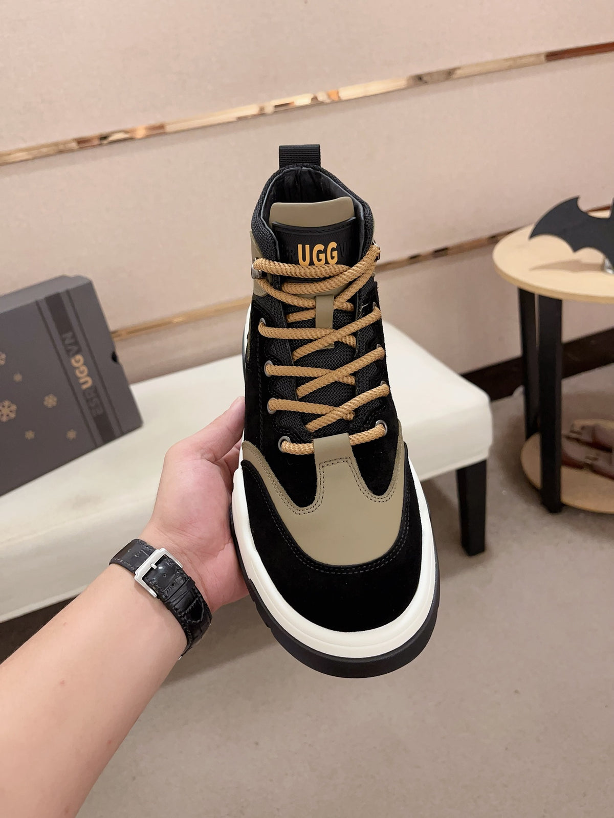 UGG Men's High-Top Suede Sneaker — Black/Olive