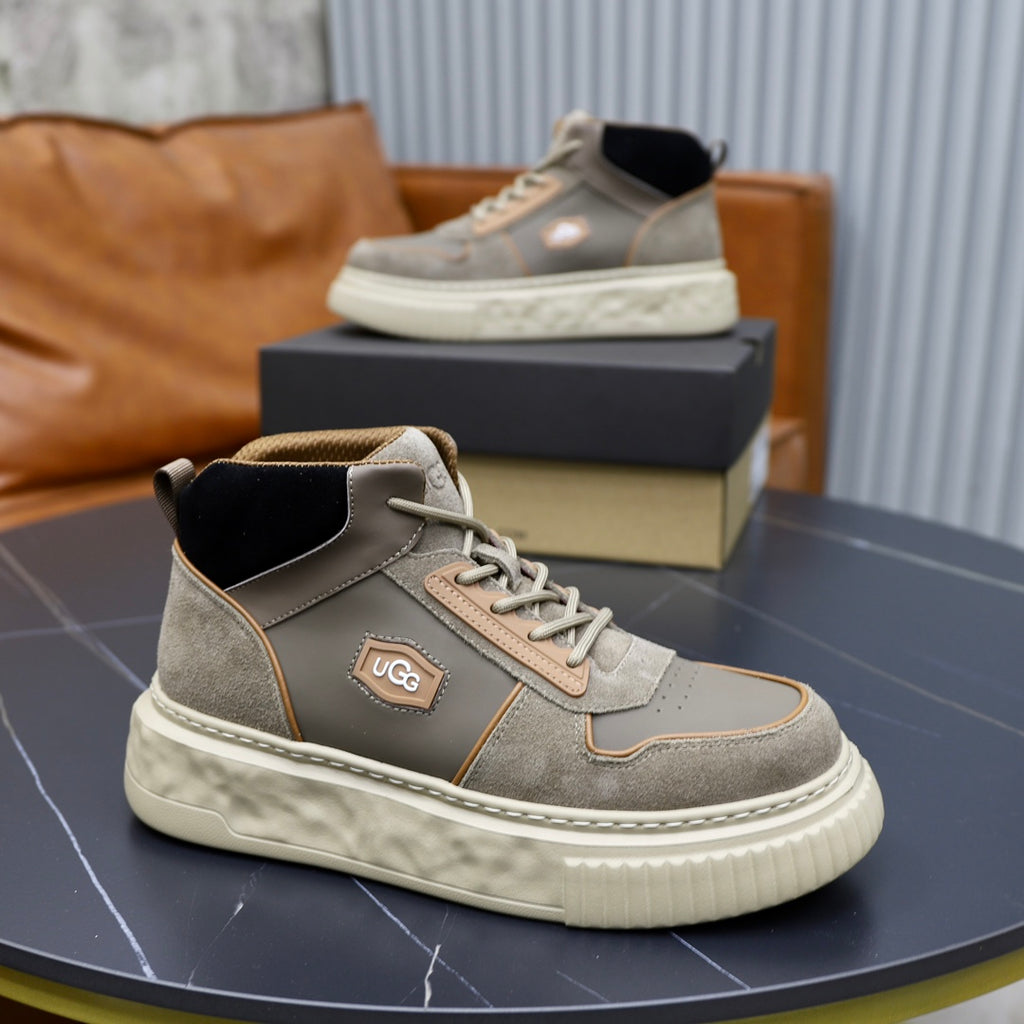 UGG Men's High-Top Suede Sneaker — Grey with Embroidered Logo