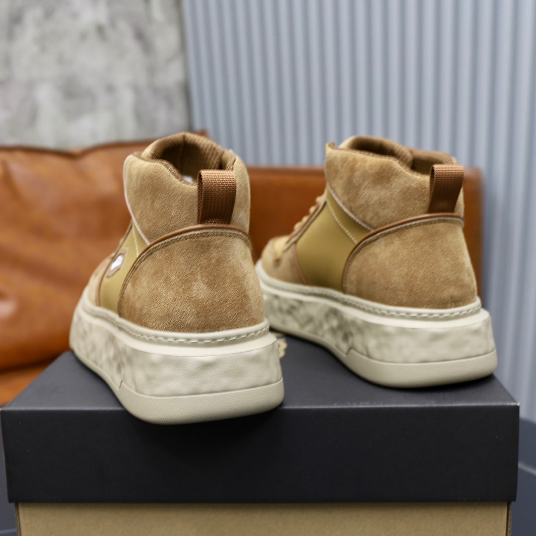 UGG Men's High-Top Suede Sneaker — Wheat with Logo Badge