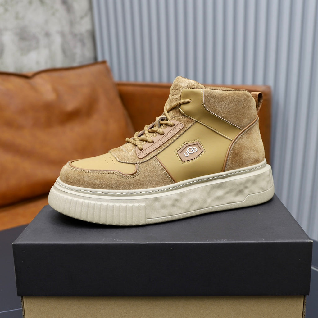 UGG Men's High-Top Suede Sneaker — Wheat with Logo Badge