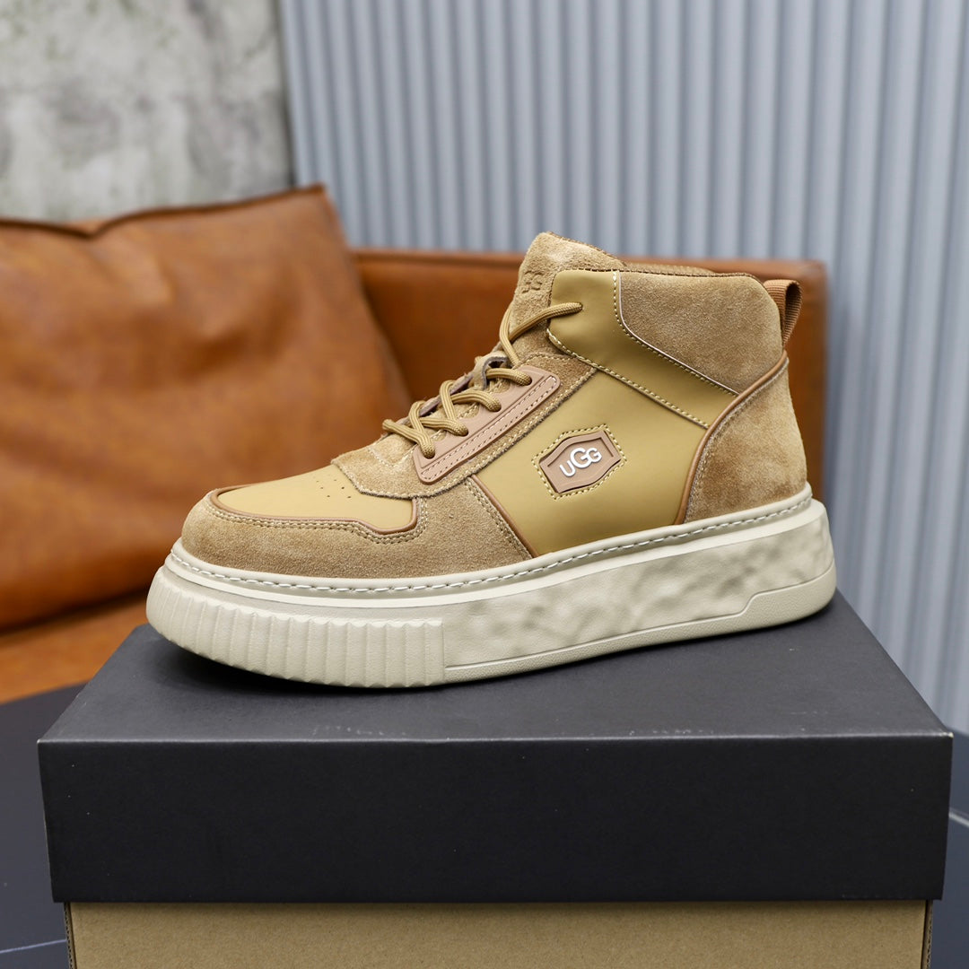UGG Men's High-Top Suede Sneaker — Wheat with Logo Badge
