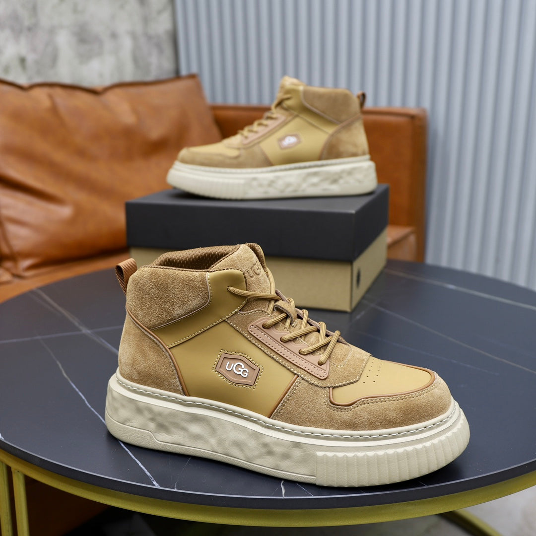 UGG Men's High-Top Suede Sneaker — Wheat with Logo Badge