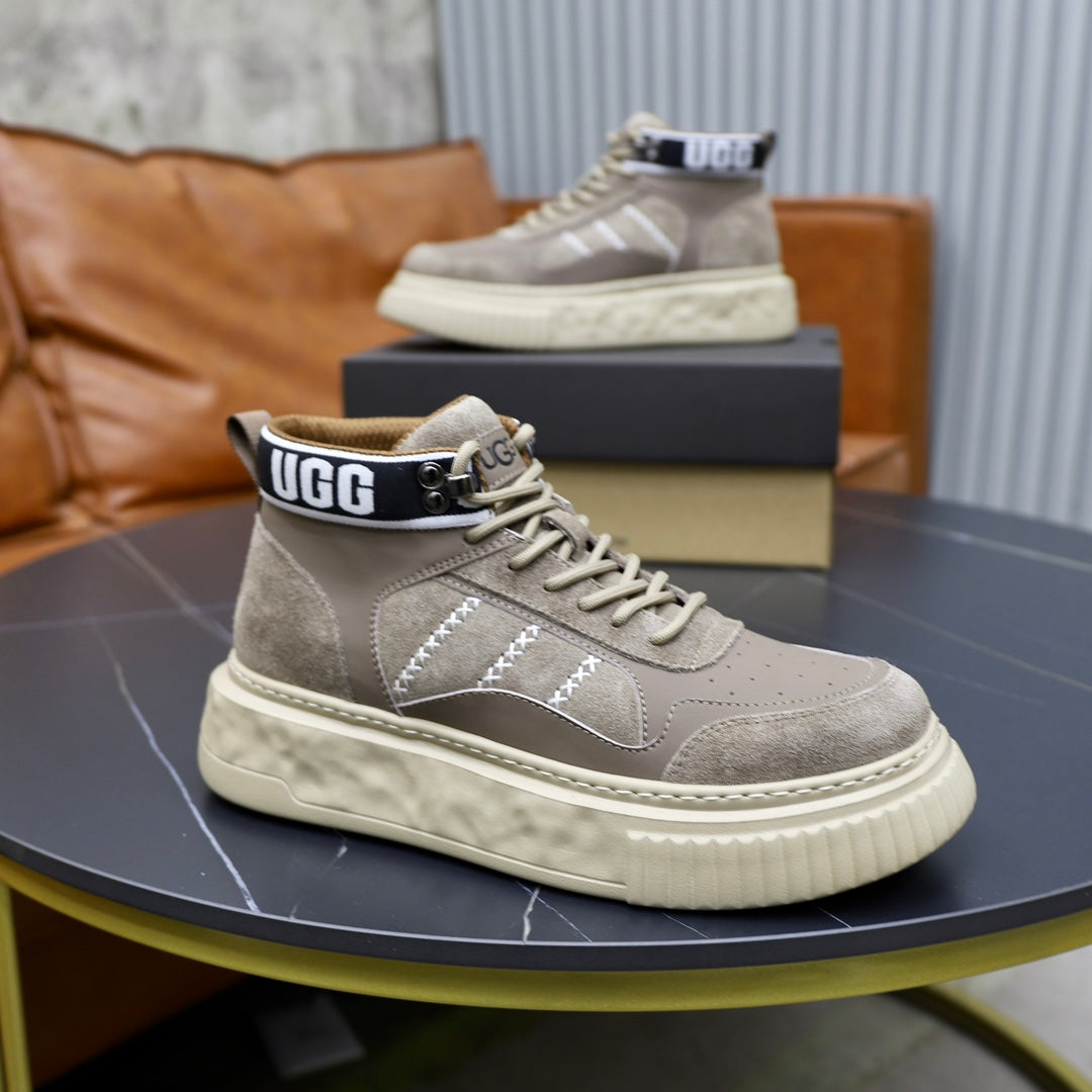 UGG Men's High-Top Suede Sneaker — Stone with Branded Collar Strap