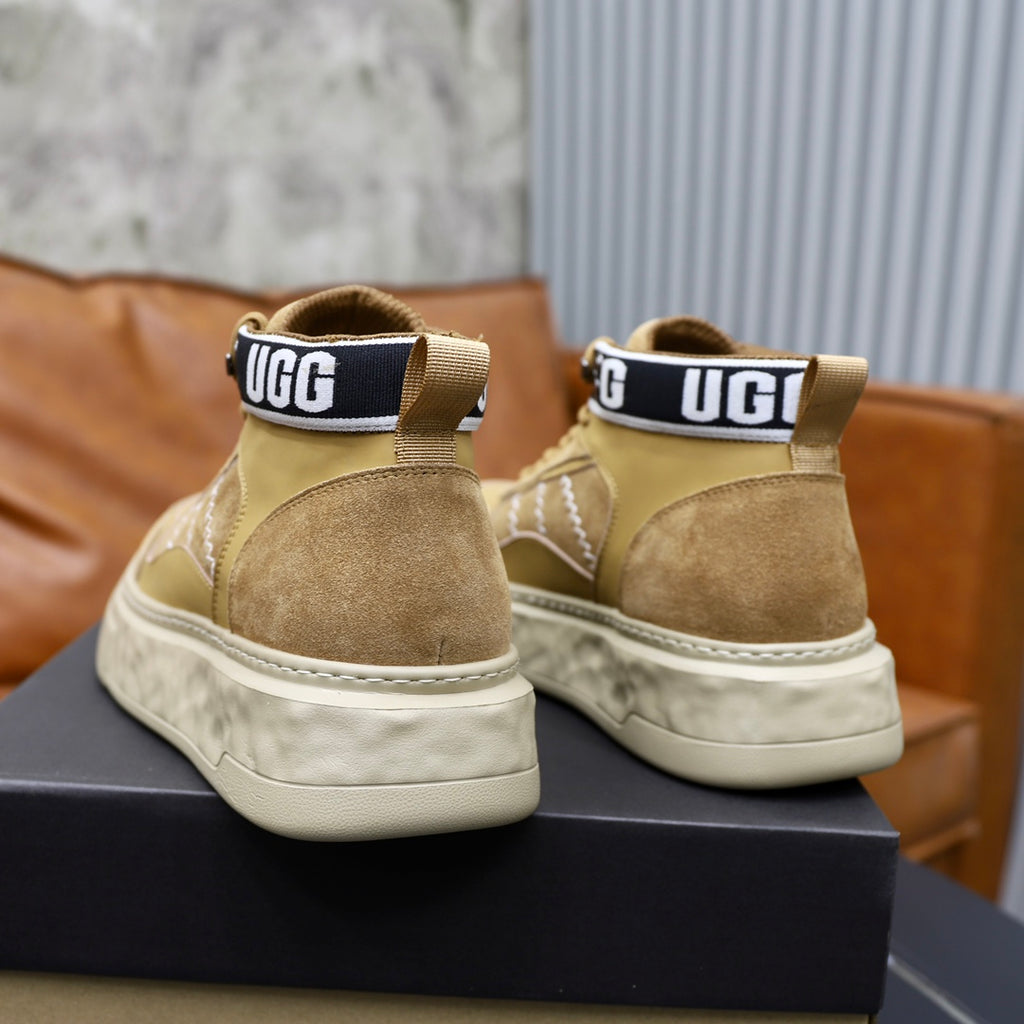 UGG Men's High-Top Suede Sneaker — Sand with Branded Collar Strap