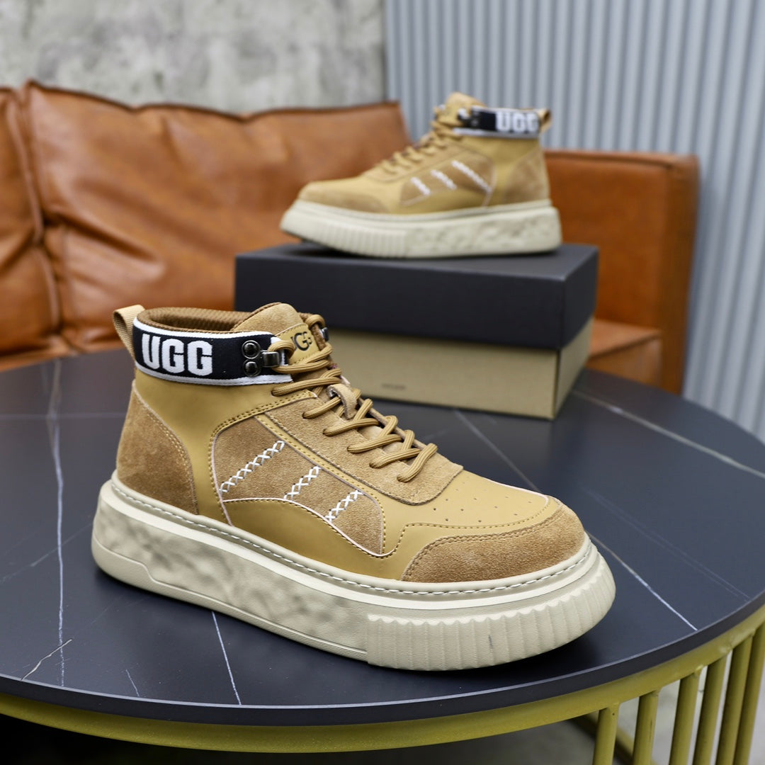 UGG Men's High-Top Suede Sneaker — Sand with Branded Collar Strap