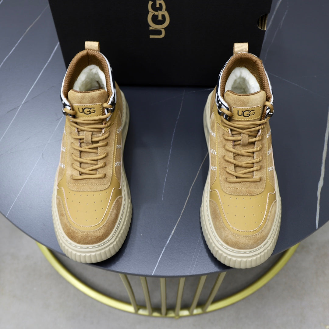UGG Men's High-Top Suede Sneaker — Sand with Branded Collar Strap