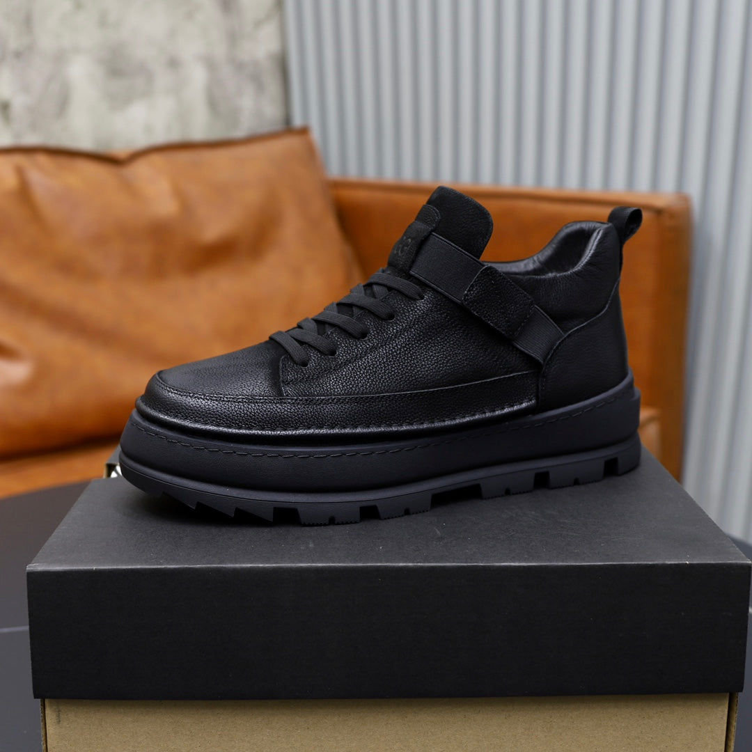 UGG Men's High-Top Leather Sneaker — Triple Black