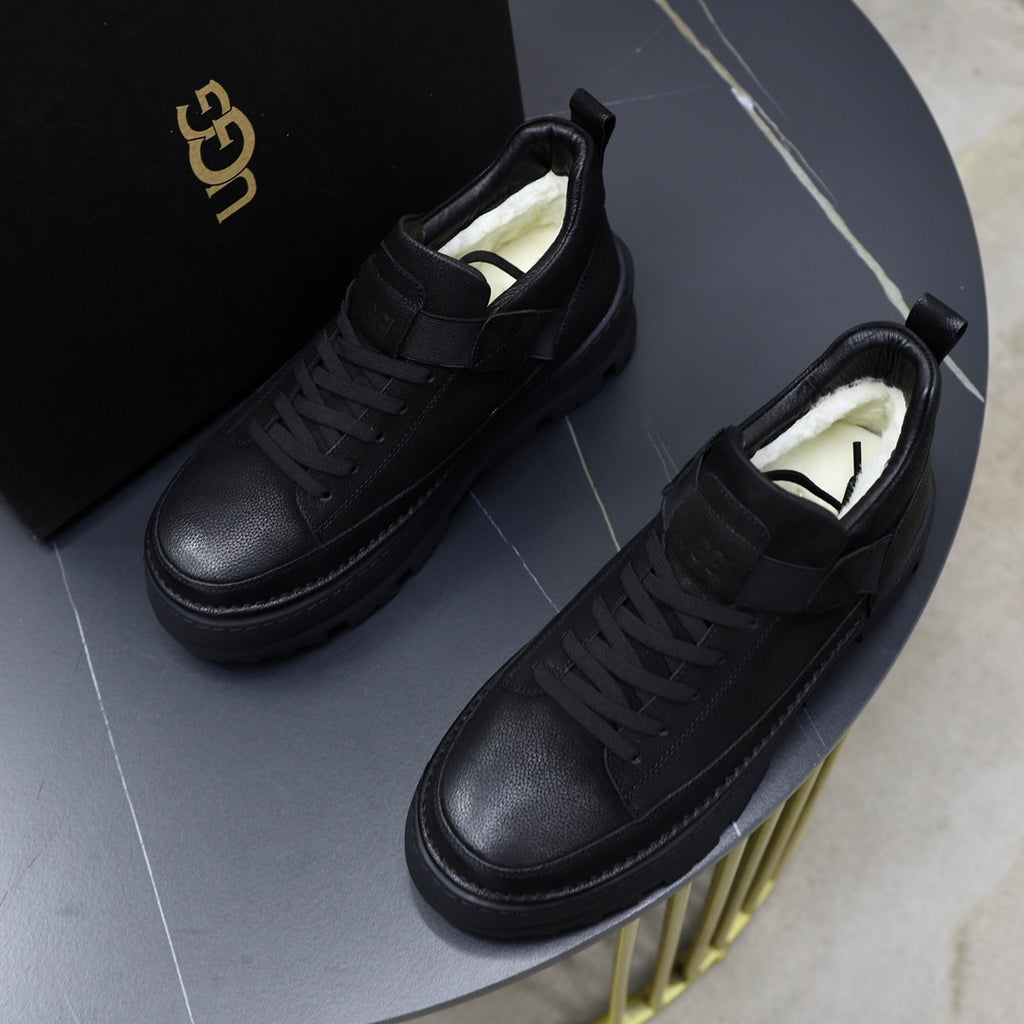 UGG Men's High-Top Leather Sneaker — Triple Black