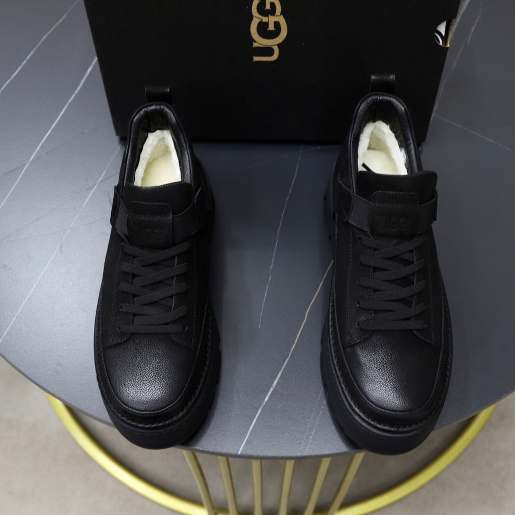 UGG Men's High-Top Leather Sneaker — Triple Black