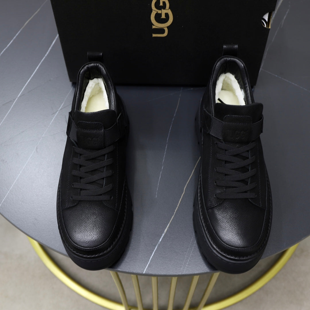 UGG Men's High-Top Leather Sneaker — Triple Black
