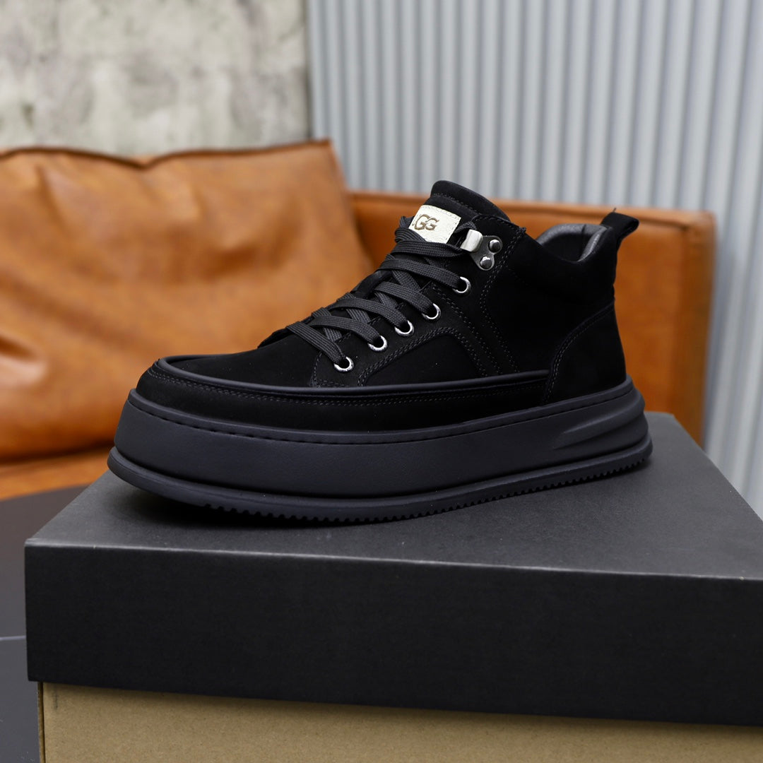 UGG Men's High-Top Suede Sneaker — Black with Shearling