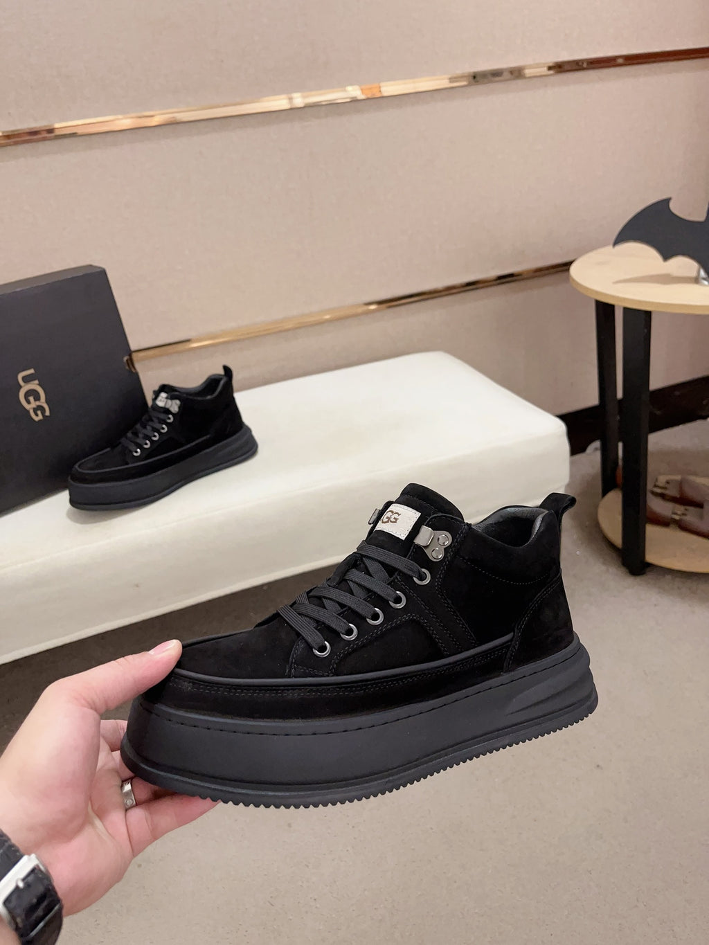 UGG Men's Low-Top Nubuck Sneaker — Triple Black