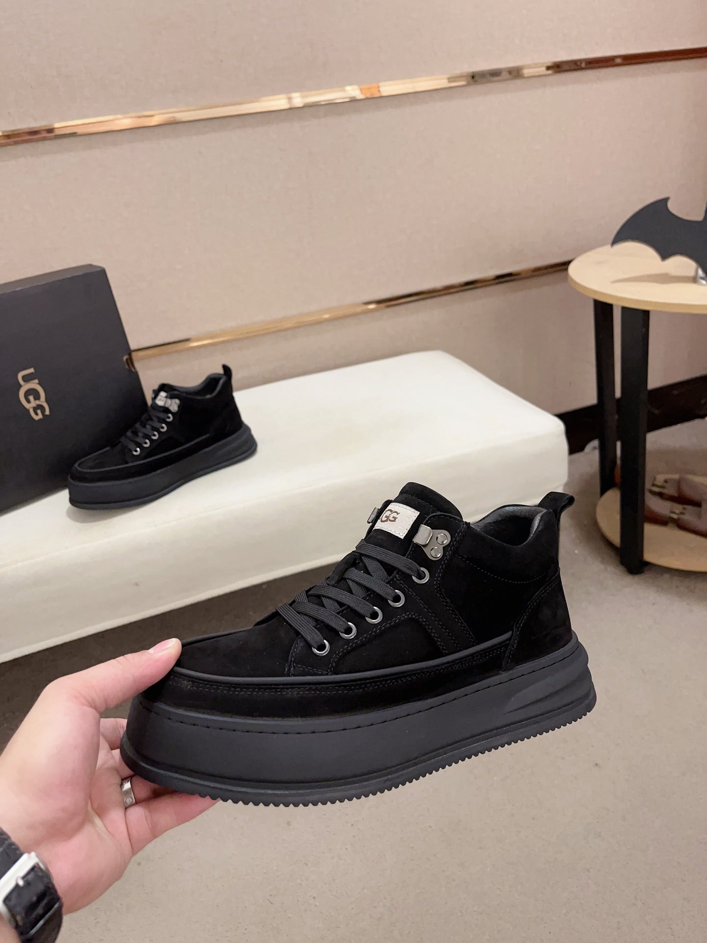 UGG Men's Low-Top Nubuck Sneaker — Triple Black