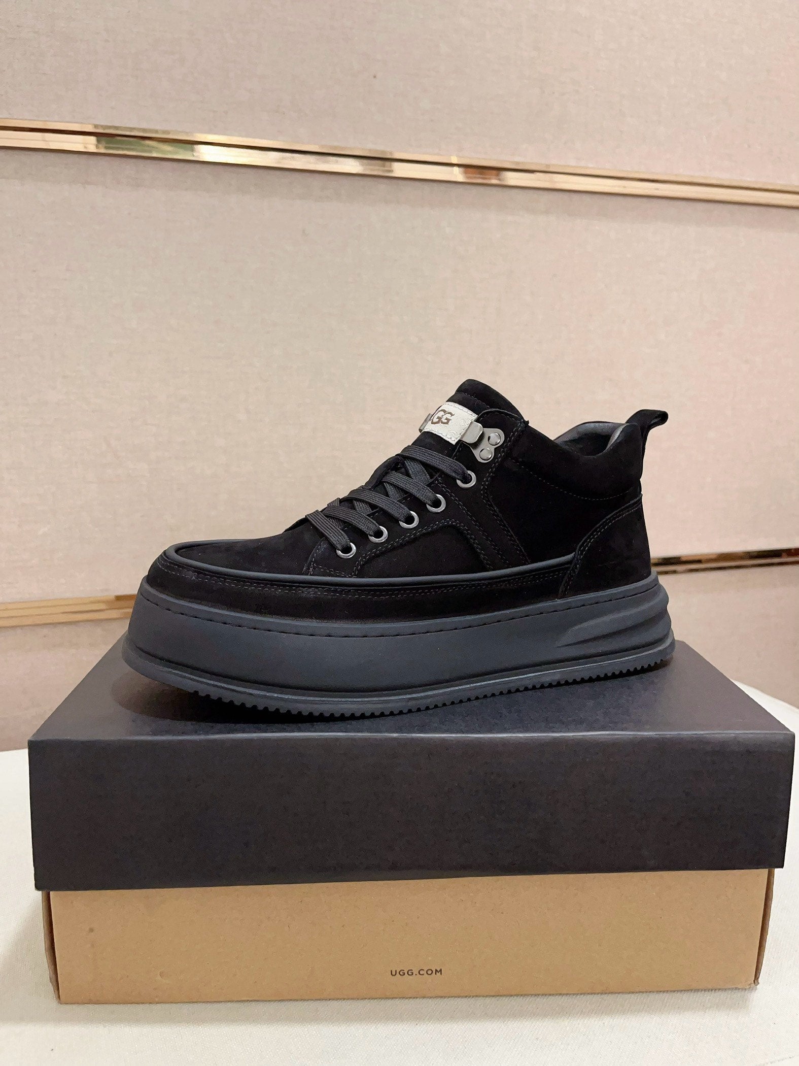 UGG Men's Low-Top Nubuck Sneaker — Triple Black