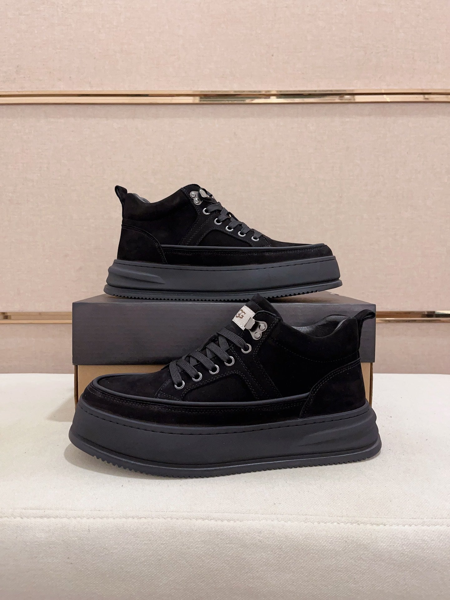 UGG Men's Low-Top Nubuck Sneaker — Triple Black