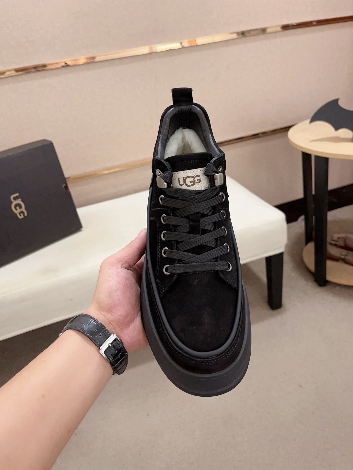 UGG Men's Low-Top Nubuck Sneaker — Triple Black