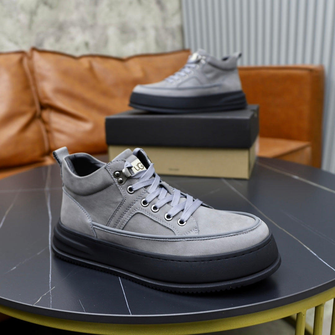 UGG Men's High-Top Suede Sneaker — Grey with Shearling