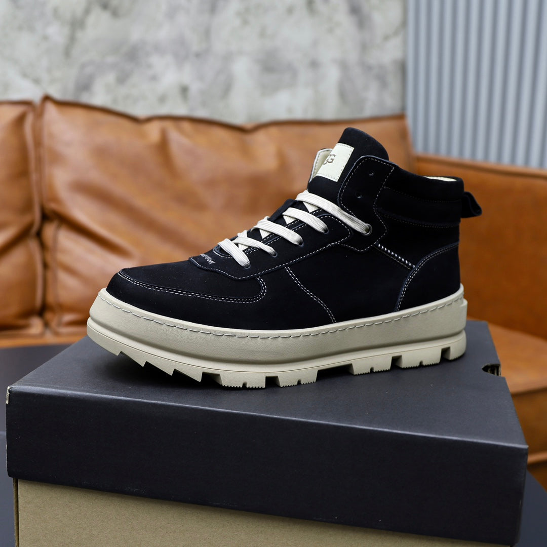 UGG Men's High-Top Suede Boot-Sneaker — Black & Cream