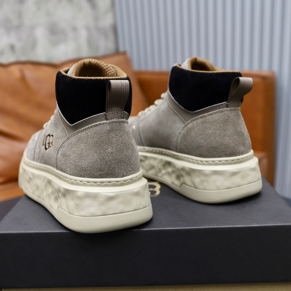 UGG Men's High-Top Suede Sneaker — Grey with Embroidered Logo