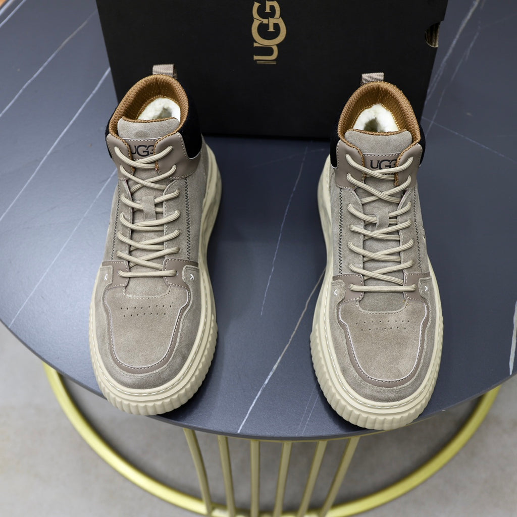 UGG Men's High-Top Suede Sneaker — Grey with Embroidered Logo