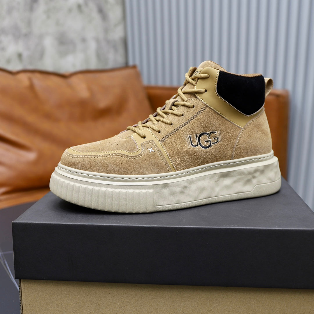UGG Men's High-Top Suede Sneaker — Sand with Embroidered Logo