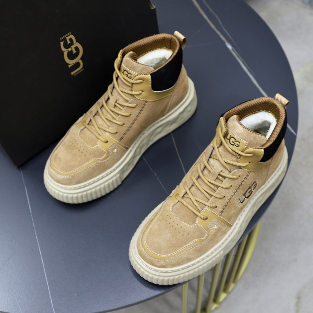 UGG Men's High-Top Suede Sneaker — Sand with Embroidered Logo