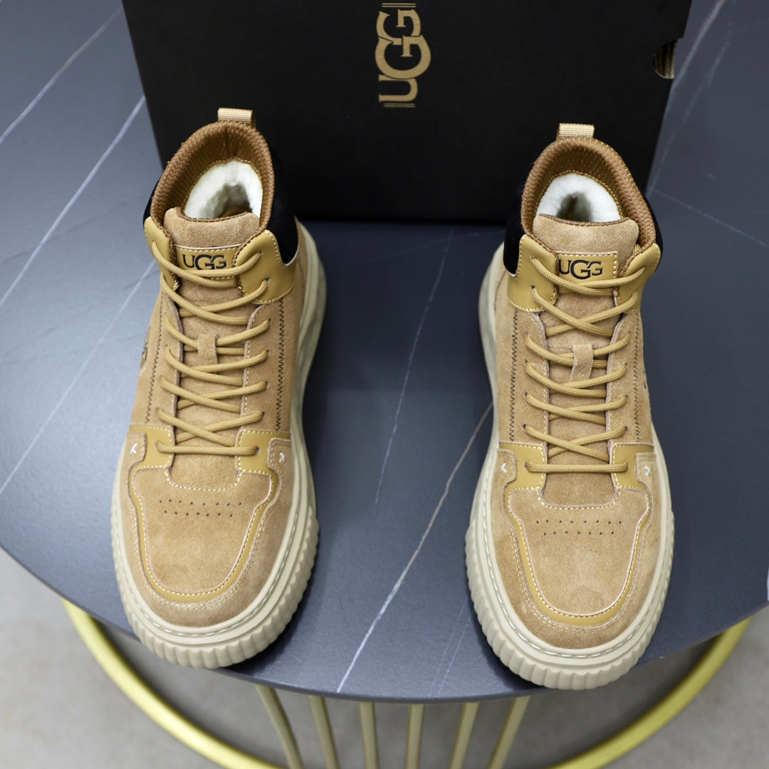 UGG Men's High-Top Suede Sneaker — Sand with Embroidered Logo