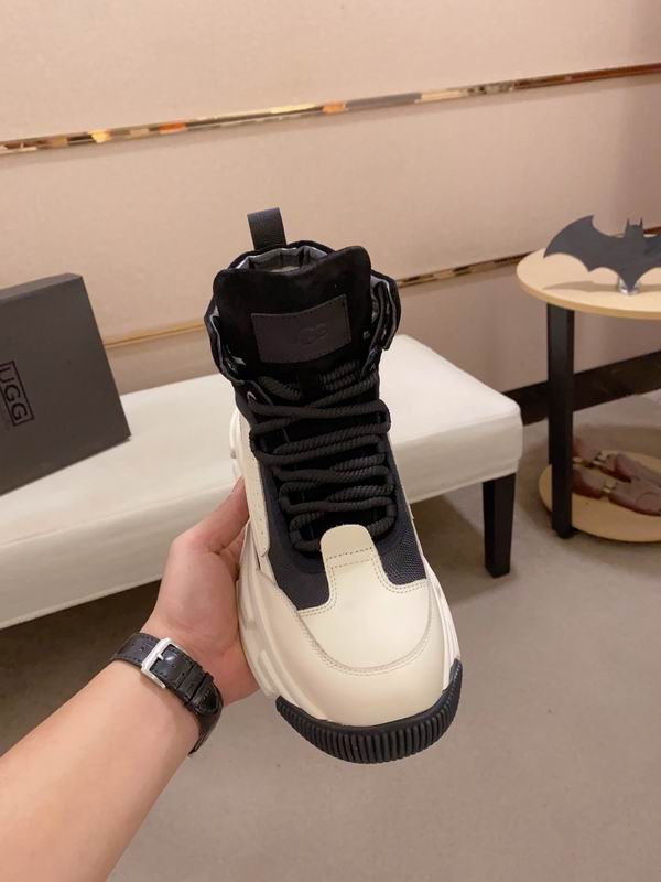 Men's High-Top Leather Sneaker — Black & Cream