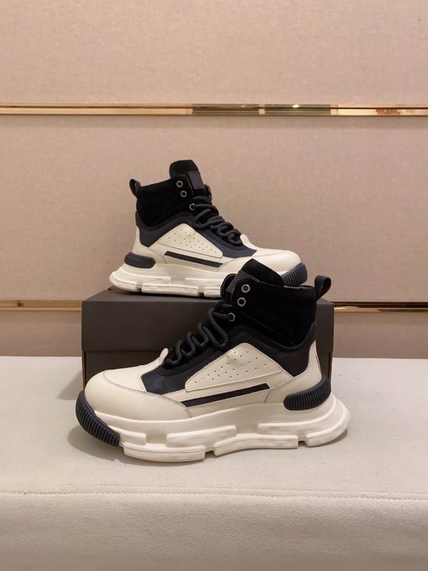 Men's High-Top Leather Sneaker — Black & Cream