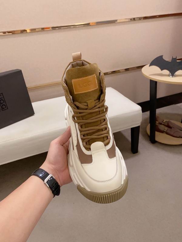 Men's High-Top Leather Sneaker — Tan & Cream