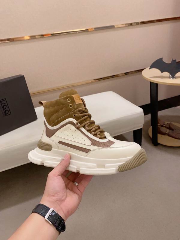 Men's High-Top Leather Sneaker — Tan & Cream