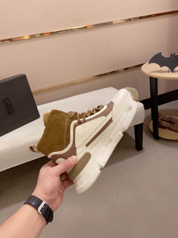 Men's High-Top Leather Sneaker — Tan & Cream