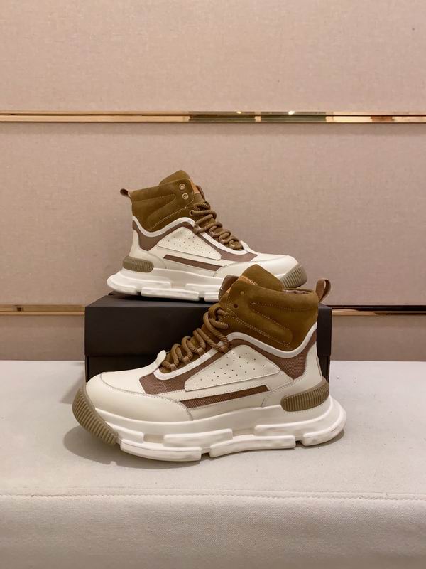 Men's High-Top Leather Sneaker — Tan & Cream