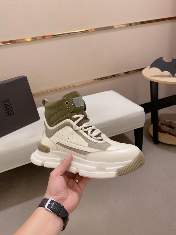 Men's High-Top Leather Sneaker — Olive & Cream