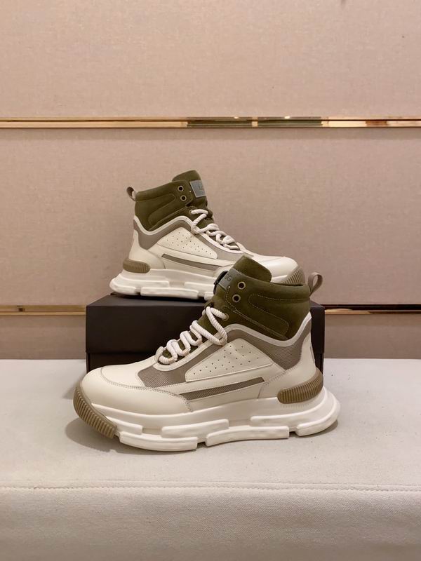 Men's High-Top Leather Sneaker — Olive & Cream