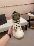 Men's High-Top Leather Sneaker — Olive & Cream